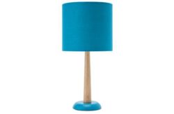 Collection Oslo Wooden Stem Table Lamp - Teal